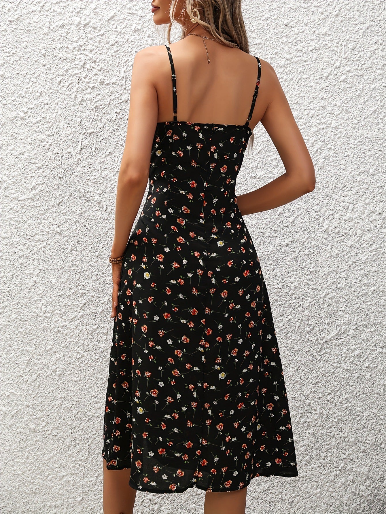 Robe Longue Fendue à Bretelles