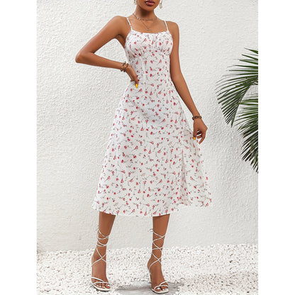 Robe Longue Fendue à Bretelles